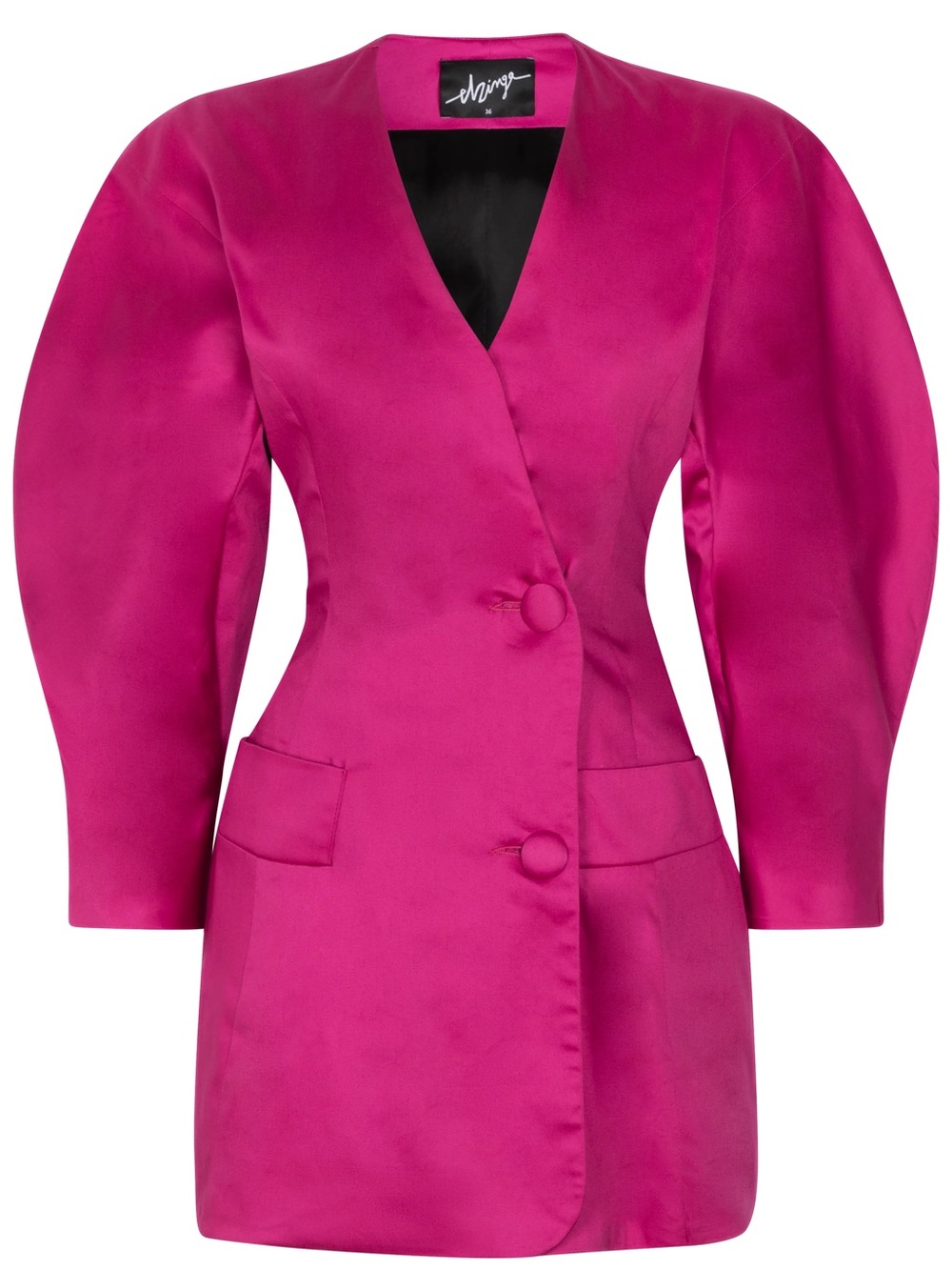 Elzinga O-sleeve Cotton Satin Mini Blazer Dress in Pink